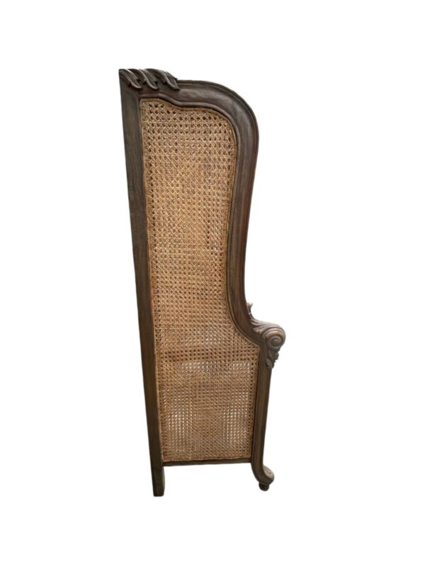 French Country Rustic Cane King Bedroom Headboard Hand Carved Mahogany Double Cole Cane Louis Continental Hand Crafted Formal Designer - Image 2