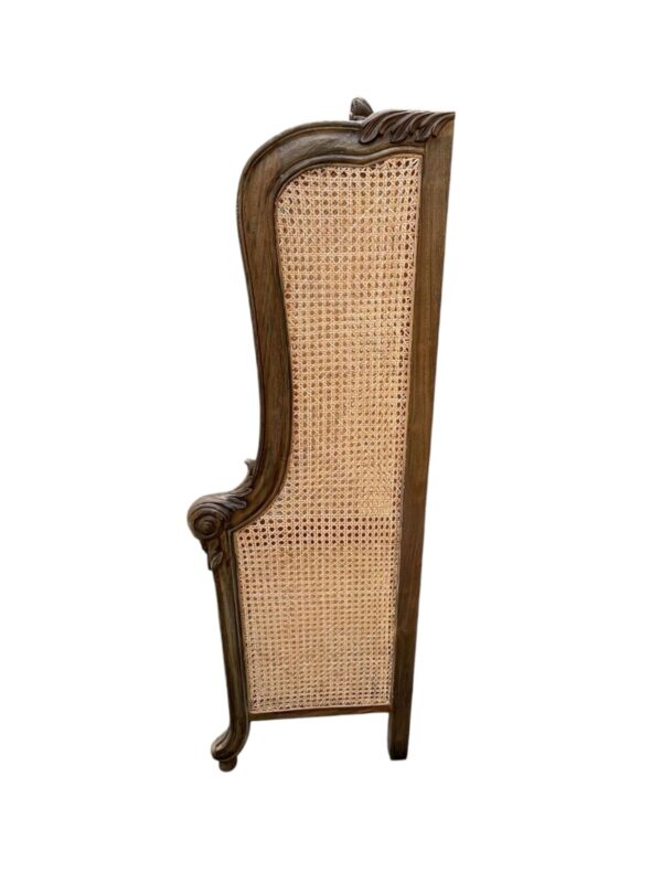 French Country Queen Headboard Double Hole Cane Carved Solid Mahogany Bedroom Designer Louis XV Continental Hand-Crafted Rare Beach Coastal - Image 2