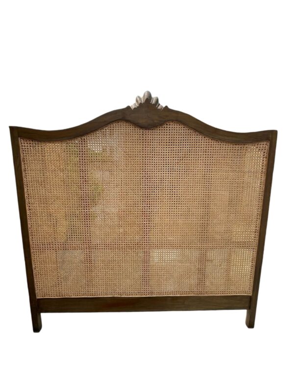 French Country Rustic Cane King Bedroom Headboard Hand Carved Mahogany Double Cole Cane Louis Continental Hand Crafted Formal Designer - Image 6