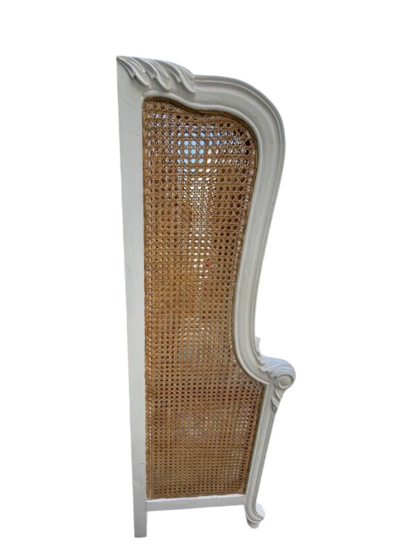 Shabby Chic French Country Queen Cane Headboard Romantic Bedroom Furniture Handcrafted Double Hole Cane Designer Mahogany - Image 4