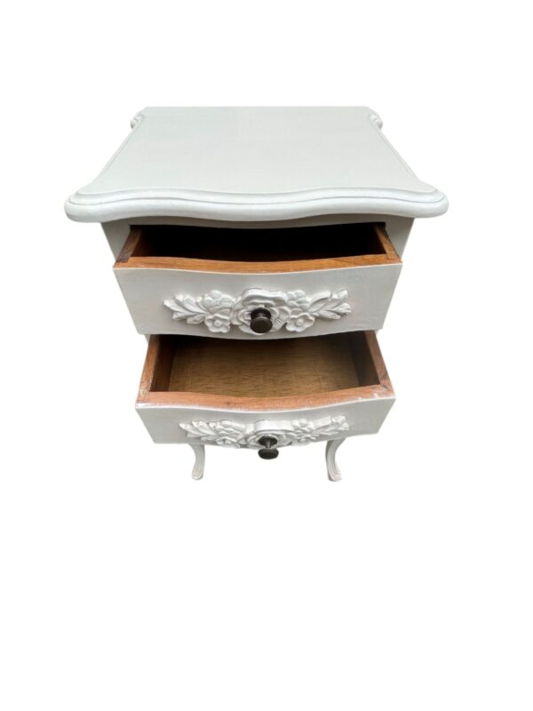 Pair French Country White Bedside 2 Drawer Nightstand Shabby Chic Primitive Accent End Tables - Image 2