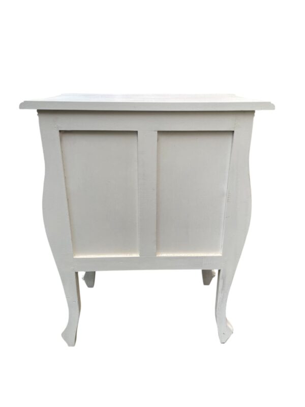 Bombay French Country 3 Drawer Dresser Bedside Nightstands White Hand Carved Solid Wood Shabby Chic - Image 4