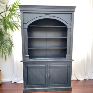 Pair Of Modern Black 2 Door Open Bookcase Kitchen Den Dining Room Cupboard Tall Huth Storage Cabinet