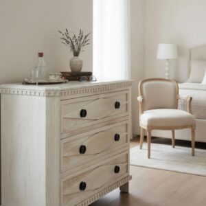 Marquise 3 Drawer Bedside Nightstand Chest Bachelors Chest Contemporary Modern Coastal Storage Country French Bedroom Bathroom Shabby Chic