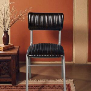 4 Industrial Modern Black Leather Contemporary Accent Dining Kitchen Side Chair