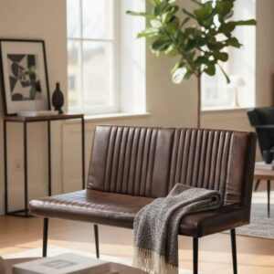 Industrial Modern Black Leather Bench Retro Car Seat Theme Dining Table Benches Office Steam Punk Commercial Bedroom Den