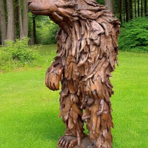 Hand Carved Teak Wood Bear Statue Large Outdoor Garden Art Outdoor Decor Yard Art