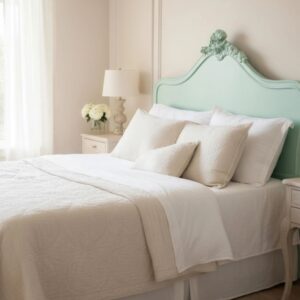 Old Paris Country French Lou 15th KING Crest Headboard Shabby Chic