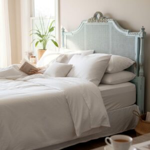 Old Paris Country French Lou the 15th Crest Double Cane Headboard Footboard King