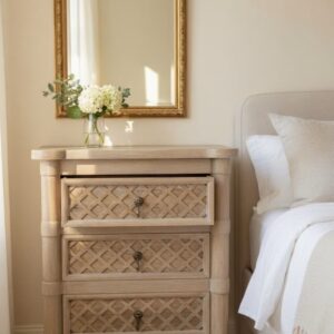 PAIR of Diamond Modern Coastal Beach House 3 Drawer Bedside Nightstand End Tables