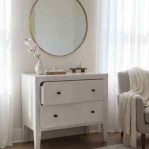 Shabby Chic Mango Wood Bedside Tables Coastal Nightstands Pair Modern Bedroom 2 Drawer