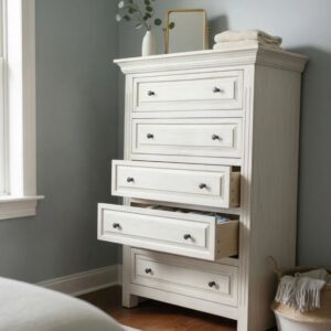 Tall Boy 5 Drawer Bedroom Dresser Chest of Drawers Storage