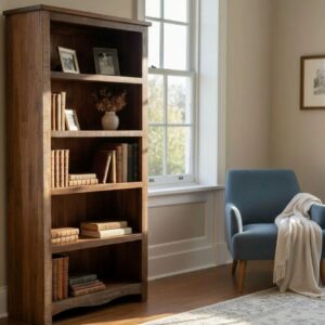 Rustic Distressed Blue Coastal Open Shelf Bookcase Storage Home Office Dorm