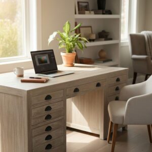Mariners Modern Solid Wood Office Home Dorm Library Secretary Desk 7 Drawer