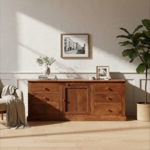 Closed Cupboard New England Style Rustic Buffet Sideboard Media Cabinet